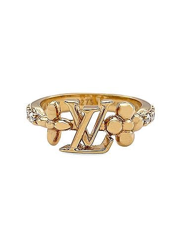 Louis Vuitton LOUIS VUITTON LV Iconic Ring - Monogram M1461X Metal Rhinestone XS Gold Women's (view 1)