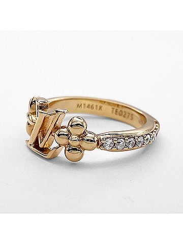 Louis Vuitton LOUIS VUITTON LV Iconic Ring - Monogram M1461X Metal Rhinestone XS Gold Women's (view 2)
