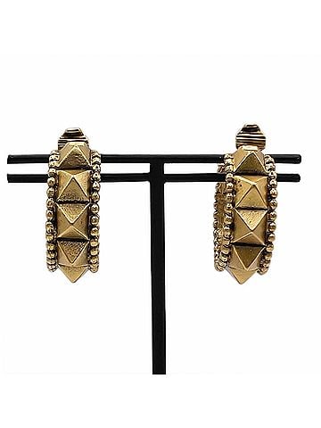 Yves Saint Laurent YVES SAINT LAURENT Large Hoop Vintage Earrings with Pyramid Studs, Gold, for Women (view 1)