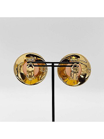 Chanel CHANEL Star Rhinestone Vintage Earrings, Pink Stone, Metal, Resin, 4cm, Gold, Women's (view 2)