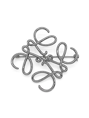 Loewe LOEWE Anagram Brooch, 5cm x 5.2cm, 111.25.020, Metal, Silver, Women's. (view 1)
