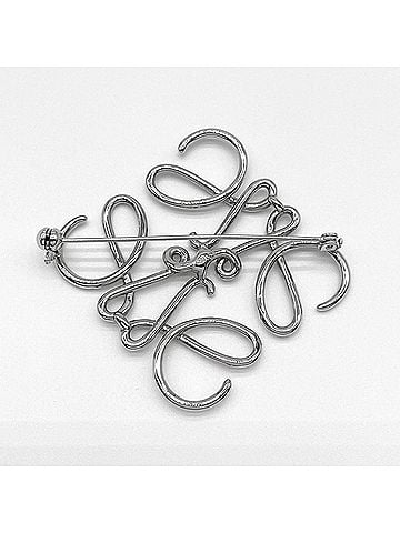 Loewe LOEWE Anagram Brooch, 5cm x 5.2cm, 111.25.020, Metal, Silver, Women's. (view 2)