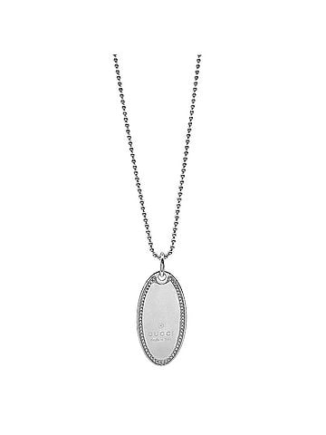 Gucci GUCCI Oval Tag Plate Necklace Pendant with Ball Chain, SV925 Silver, for Men and Women (view 1)