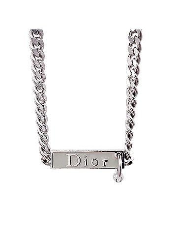 Christian Dior Christian Dior Dior Chain Logo Plate Body Piercing Necklace Choker Pendant Silver Women's (view 1)