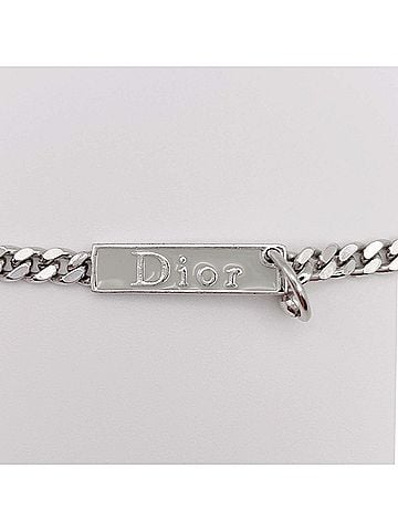 Christian Dior Christian Dior Dior Chain Logo Plate Body Piercing Necklace Choker Pendant Silver Women's (view 2)
