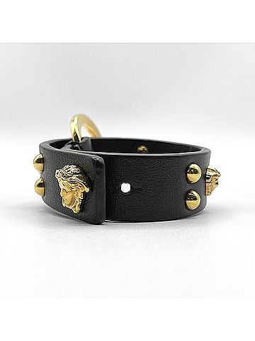 Versace VERSACE Medusa Bracelet, Leather, Metal, Black, Women's (view 2)
