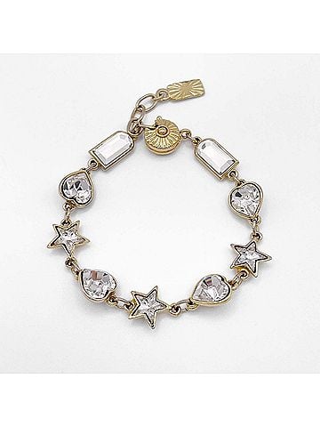 Yves Saint Laurent YVES SAINT LAURENT Clear Stone Heart Star Bracelet Bangle Vintage Gold Women's (view 1)