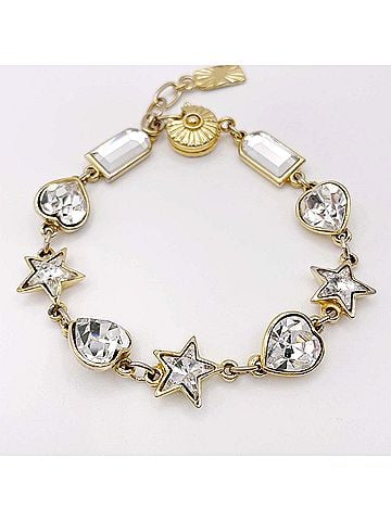Yves Saint Laurent YVES SAINT LAURENT Clear Stone Heart Star Bracelet Bangle Vintage Gold Women's (view 2)