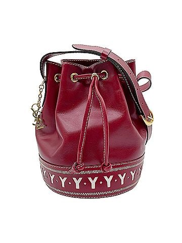 Yves Saint Laurent YVES SAINT LAURENT YSL Vintage Shoulder Bag with Drawstring Closure, Cassandra Charm, Leather, Metal, Red, Women's (view 1)