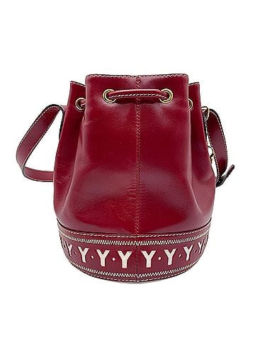 Yves Saint Laurent YVES SAINT LAURENT YSL Vintage Shoulder Bag with Drawstring Closure, Cassandra Charm, Leather, Metal, Red, Women's (view 2)