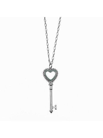 Tiffany & Co. TIFFANY & Co. Beaded Heart Key Necklace Pendant, SV925 Enamel Silver, Women's (view 1)