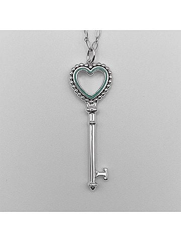 Tiffany & Co. TIFFANY & Co. Beaded Heart Key Necklace Pendant, SV925 Enamel Silver, Women's (view 2)
