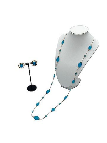 Givenchy Givenchy Vintage Colored Stone Necklace and Earrings Set (2 pieces) - Metal, Blue Women's (view 1)