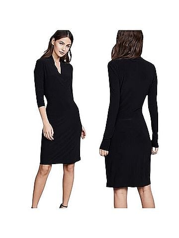 Norma Kamali Long Sleeve Side Draped Dress Casual Dress (view 1)