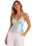 Gold Hawk 100% Silk Blue Green Tank Top Size L - photo 1