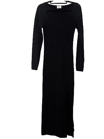 Wilfred Aritzia Tuscany Maxi Black Ribbed With  Slit  Casual Dress (view 1)