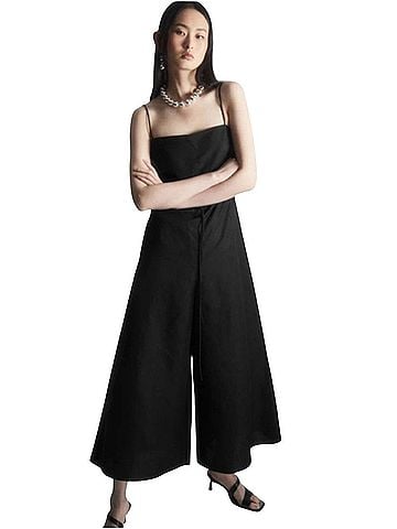 Cos Cropped Wide Leg Black Linen Blend Jumpsuit (view 1)