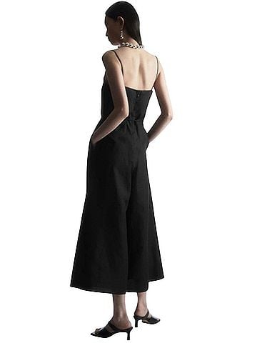 Cos Cropped Wide Leg Black Linen Blend Jumpsuit (view 2)