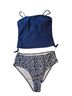 Cupshe Floral Blue White Two Piece Swimsuit Size L - photo 1