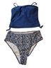 Cupshe Floral Blue White Two Piece Swimsuit Size L - photo 2