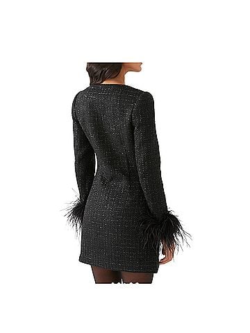 Self-Portrait Black Boucle Feather Mini Dress Cocktail Dress (view 2)