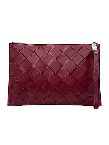 Bottega Veneta BOTTEGA VENETA Maxi Intrecciato Clutch Bag Pouch Lambskin Leather Red Men's (view 1)