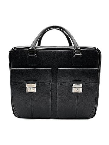 Bvlgari BVLGARI Bulgari Millerege 2-way Logo Large Capacity Boston Bag Business Shoulder Strap Leather Metal Black Men's (view 1)