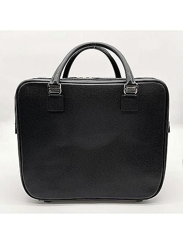 Bvlgari BVLGARI Bulgari Millerege 2-way Logo Large Capacity Boston Bag Business Shoulder Strap Leather Metal Black Men's (view 2)