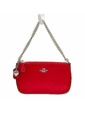 Coach COACH Wristlet 19 Heart Charm Handbag Mini Accessory Pouch Selena 24055 Leather Mixed Red Women's (view 1)