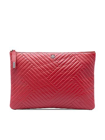 Chanel Large Diagonal Quilted Lambskin O Case Clutch (view 1)