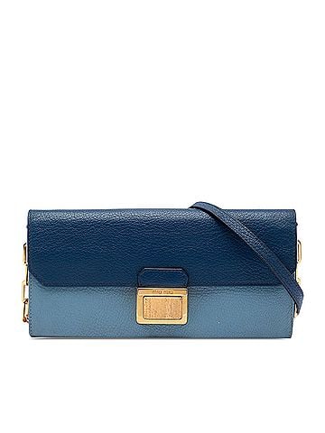 Miu Miu Bicolor Goatskin Madras Wallet on Chain (view 1)