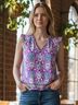 Talbots Floral Purple Sleeveless Blouse Size L - photo 3