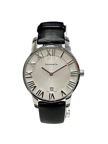 Tiffany & Co. Tiffany & Co. Atlas Dome Watch, Total Weight 49.8g, Stainless Steel, Genuine Leather Strap, Quartz Movement, White Dial, T1405 (view 1)