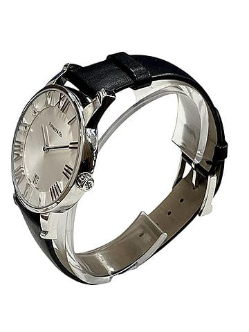 Tiffany & Co. Tiffany & Co. Atlas Dome Watch, Total Weight 49.8g, Stainless Steel, Genuine Leather Strap, Quartz Movement, White Dial, T1405 (view 2)