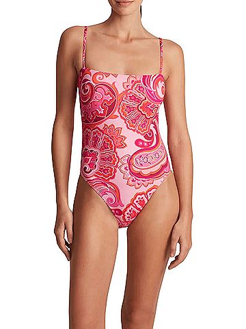 Lauren by Ralph Lauren Square Neck Paisley One Piece Swimsuit (view 1)