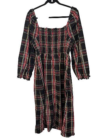 J.Crew Factory Store Smocked Midi Casual Dress (view 2)