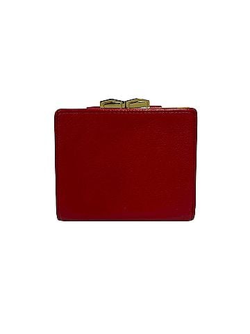 Yves Saint Laurent YVES SAINT LAURENT Vintage YSL Logo Leather Bi-fold Wallet with Clasp Closure, Red, 281-3 (view 2)