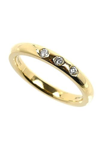 Tiffany & Co. TIFFANY&Co. Tiffany 18K Yellow Gold Stacking Band 3-Diamond Ring (60017119) 3.9g Women's (view 1)