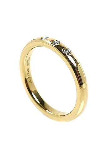 Tiffany & Co. TIFFANY&Co. Tiffany 18K Yellow Gold Stacking Band 3-Diamond Ring (60017119) 3.9g Women's (view 2)