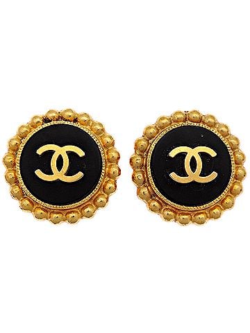Chanel Chanel Coco Mark Women's Earrings, GP Black (view 1)