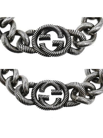 Gucci GUCCI Sterling Silver 925 Interlocking G Arabesque Bracelet, 122g, 21cm, Men's (view 2)