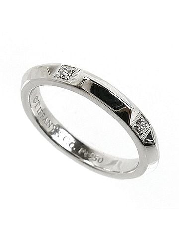 Tiffany & Co. TIFFANY&Co. Tiffany & Co. Pt950 Platinum True Band Ring with Diamonds, 4.3g, Women's (view 1)