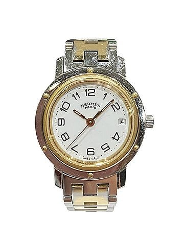 Hermès Hermes Clipper watch, total weight 36.2g, stainless steel, quartz movement, white dial, CL3.240 (view 1)