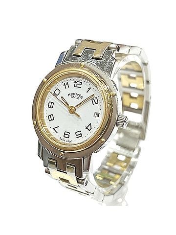 Hermès Hermes Clipper watch, total weight 36.2g, stainless steel, quartz movement, white dial, CL3.240 (view 2)