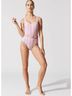 Solid & Striped Stripes Pink White One Piece Swimsuit Size L - photo 4