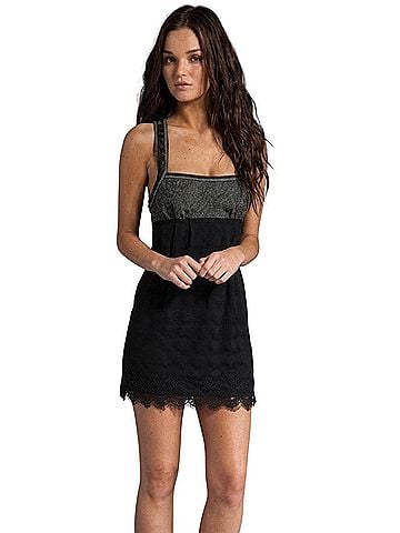Free People NWT  VTG 2010 Tweed Lace Beaded Mini | Whimsigoth Dark Coquette Boho Indie Sleaze Grunge Fairycore Casual Dress (view 1)