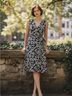 DM Collection 100% Polyester Print Black Ivory Casual Dress Size 16 - photo 3