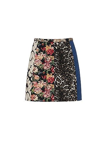 Alice + Olivia Riley Patchwork Mini Skirt Denim Skirt (view 1)