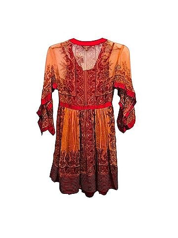 Chaudry Kaftan Dress With Bell Flutter Sleeve  Casual Dress (view 2)