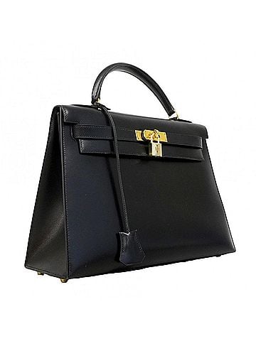 Hermès Hermes Kelly 32 Handbag, Box Calf Leather, Black, ?Y Stamp, Ladies' (view 2)